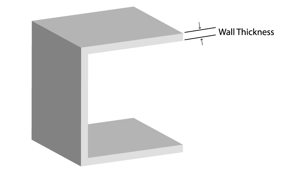 Wall thickness in an SLS part minimum standards for 3D Printing